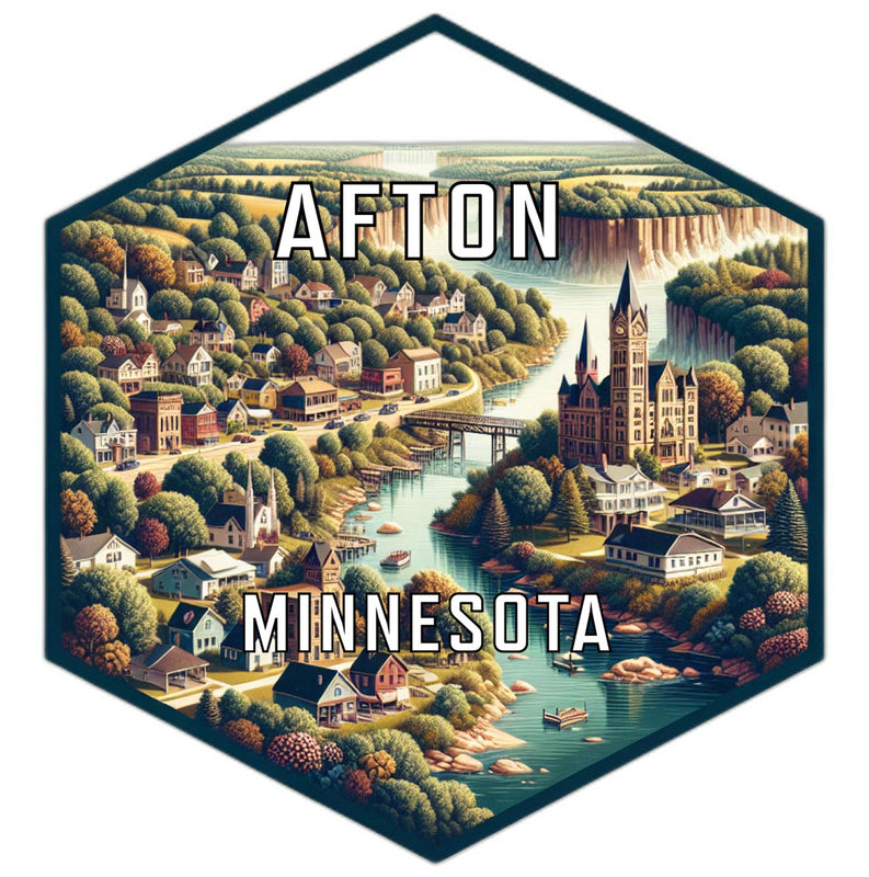 Afton Minnesota Souvenir Travel Destination Die Cut Hexagon Fridge Magnet 2-Inch