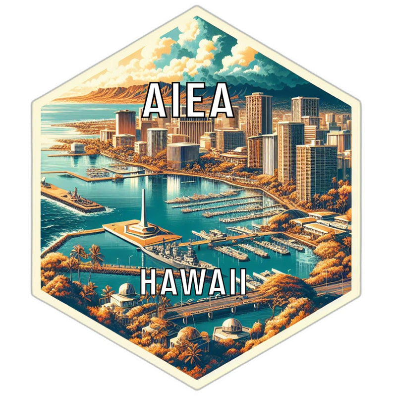 Aiea Hawaii Souvenir Travel Destination Die Cut Hexagon Fridge Magnet 2-Inch