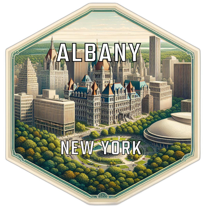 Albany New York Souvenir Travel Destination Die Cut Hexagon Fridge Magnet 2-Inch