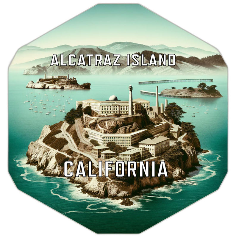 Alcatraz Island California Souvenir Travel Destination Die Cut Hexagon Fridge Magnet 2-Inch
