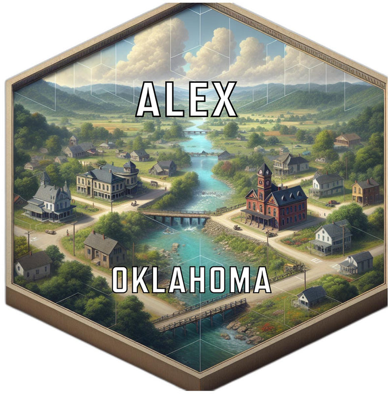 Alex Oklahoma Souvenir Travel Destination Die Cut Hexagon Fridge Magnet 2-Inch