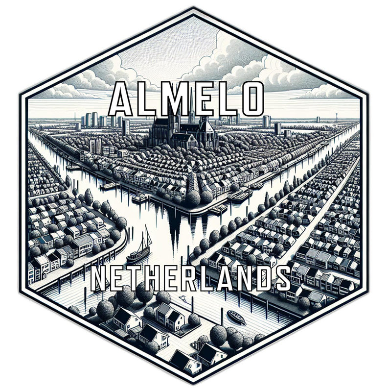 Almelo Netherlands Souvenir Travel Destination Die Cut Hexagon Fridge Magnet 6-Inch