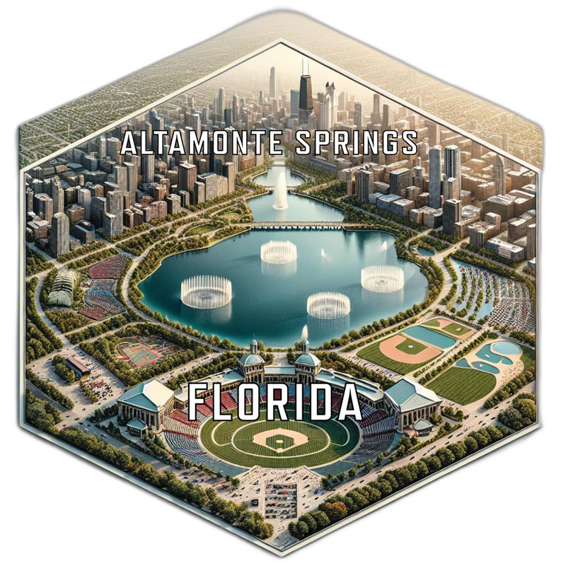 Altamonte Springs Florida Souvenir Travel Destination Die Cut Hexagon Fridge Magnet 2-Inch