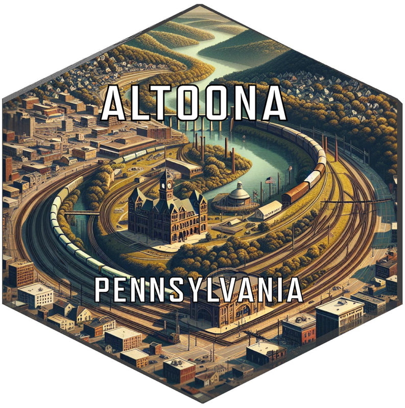 Altoona Pennsylvania Souvenir Travel Destination Die Cut Hexagon Fridge Magnet 2-Inch