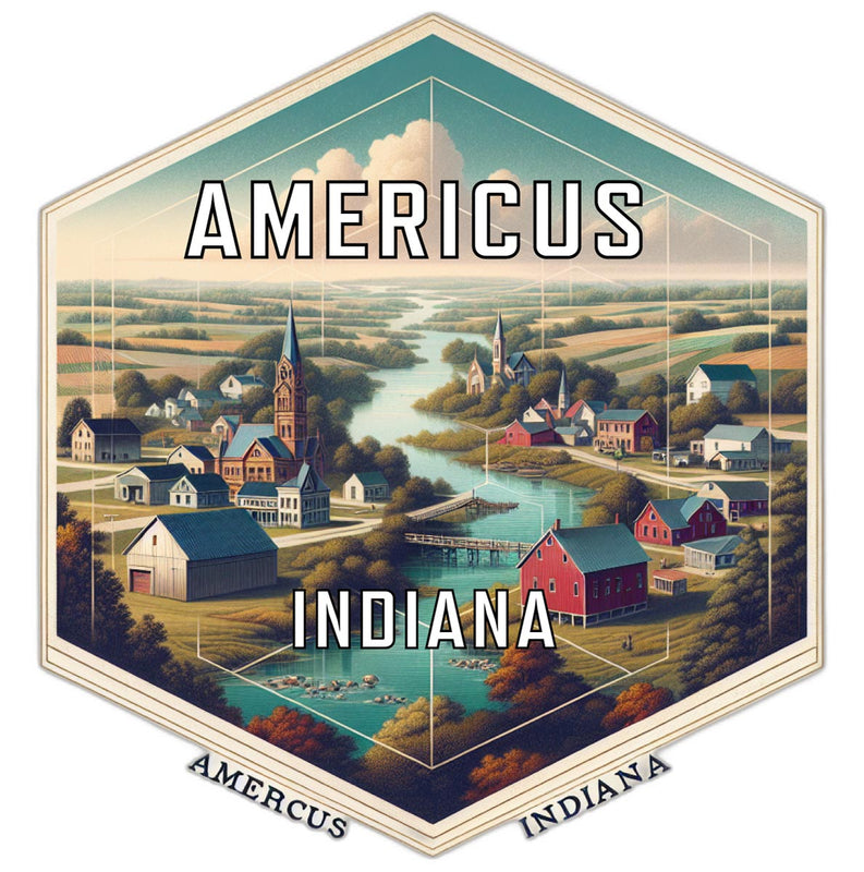 Americus Indiana Souvenir Travel Destination Die Cut Hexagon Fridge Magnet 2-Inch