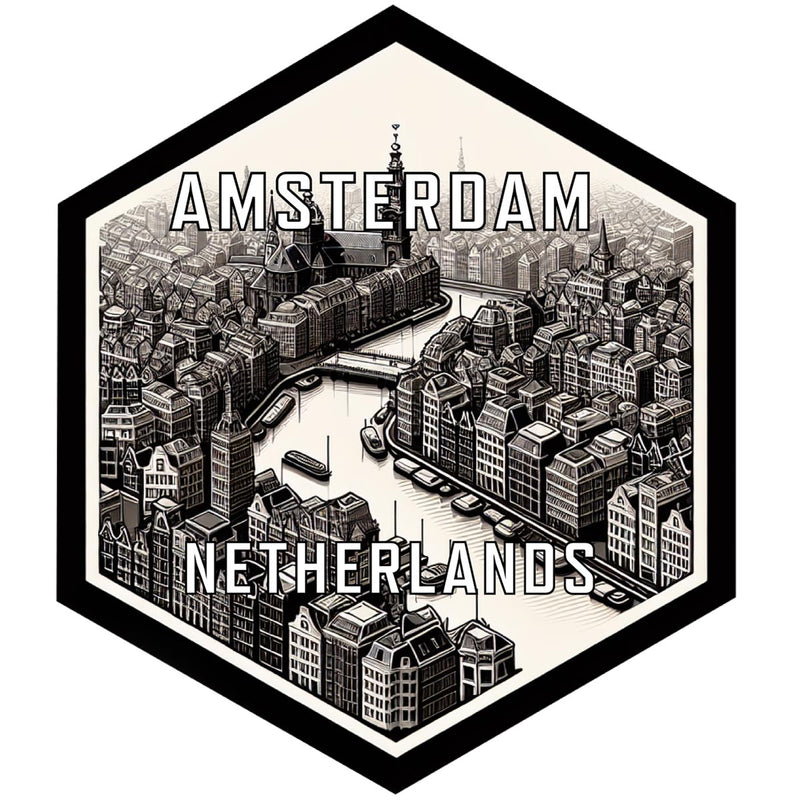 Amsterdam Netherlands Souvenir Travel Destination Die Cut Hexagon Fridge Magnet 2-Inch