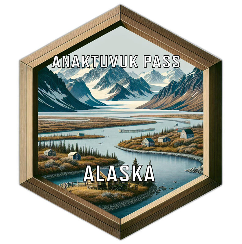 Anaktuvuk Pass Alaska Souvenir Travel Destination Die Cut Hexagon Fridge Magnet 6-Inch