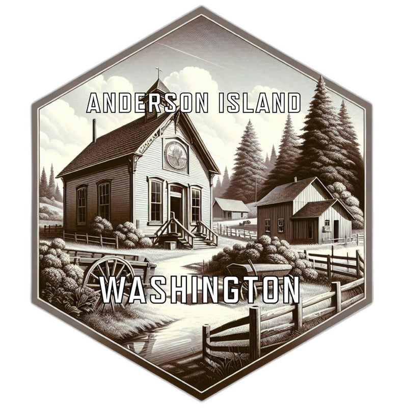 Anderson Island Washington Souvenir Travel Destination Die Cut Hexagon Fridge Magnet 2-Inch