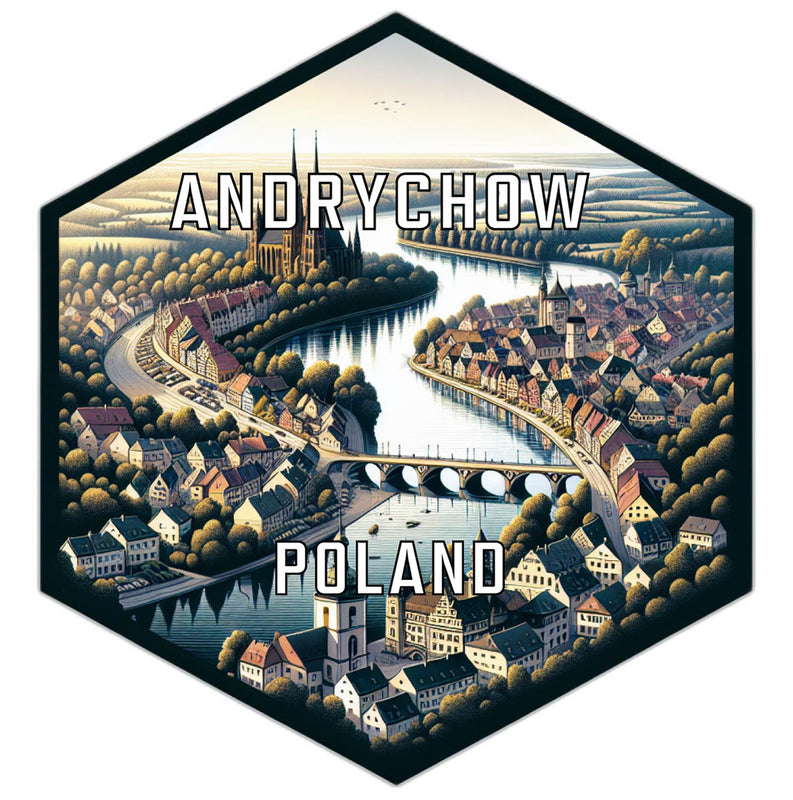 Andrychow Poland Souvenir Travel Destination Die Cut Hexagon Fridge Magnet 2-Inch