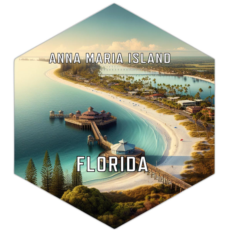 Anna Maria Island Florida Souvenir Travel Destination Die Cut Hexagon Fridge Magnet 2-Inch