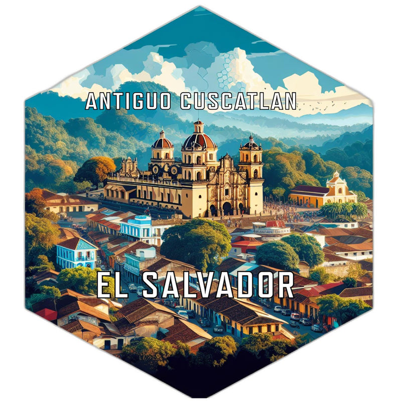 Antiguo Cuscatlan El Salvador Souvenir Travel Destination Die Cut Hexagon Fridge Magnet 2-Inch