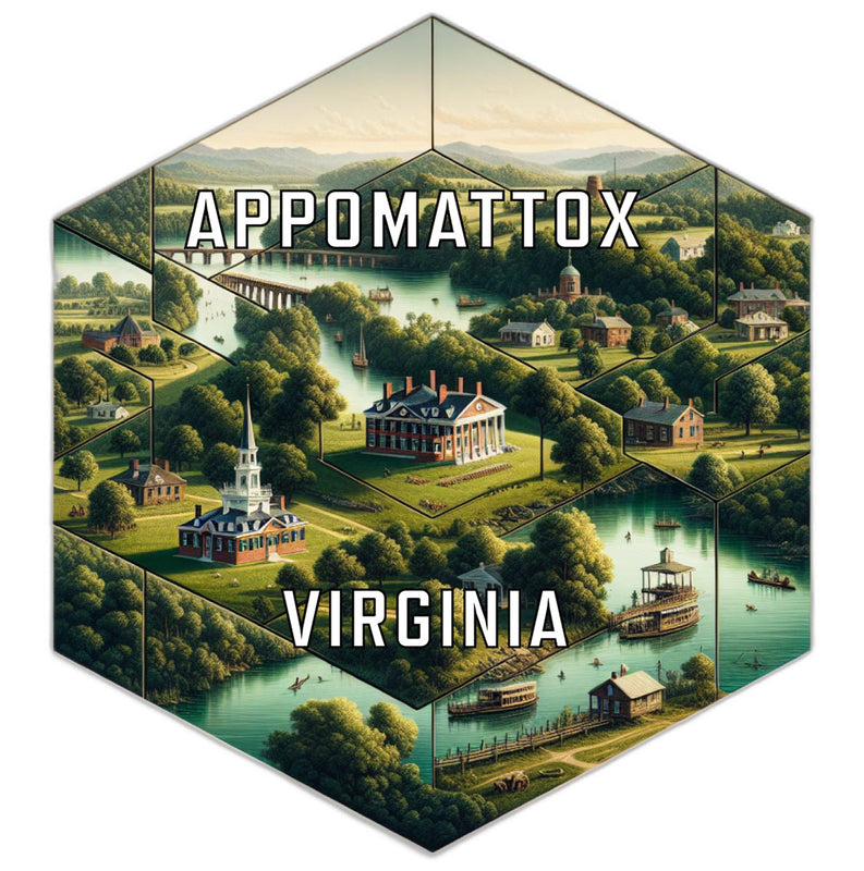 Appomattox Virginia Souvenir Travel Destination Die Cut Hexagon Fridge Magnet 6-Inch