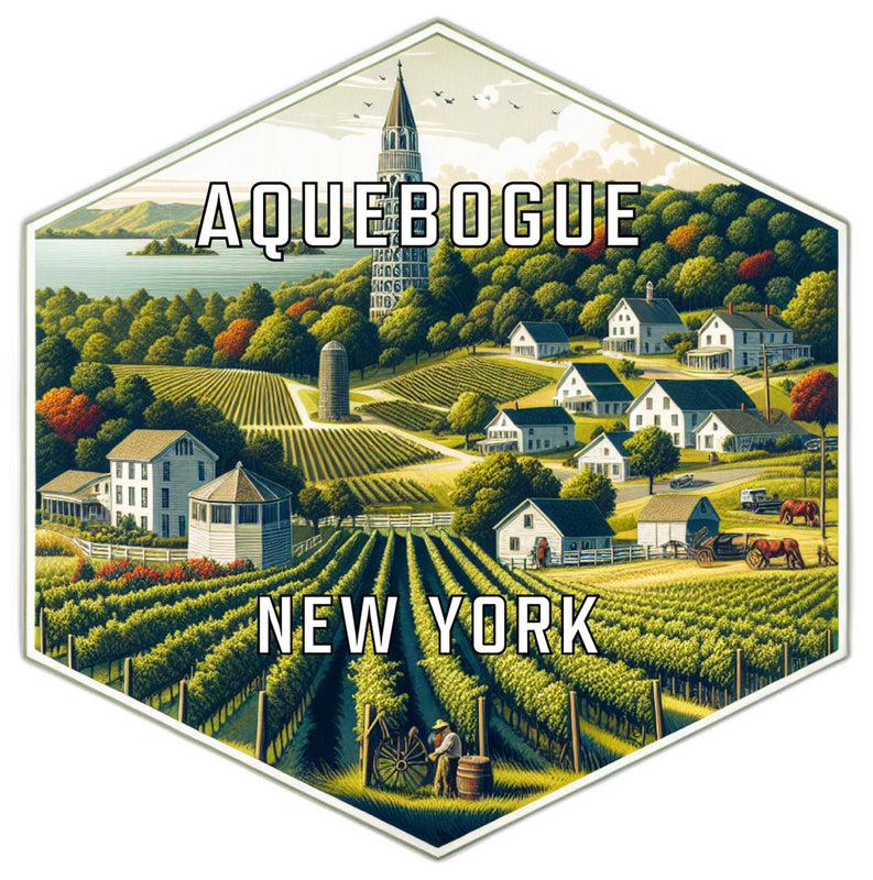Aquebogue New York Souvenir Travel Destination Die Cut Hexagon Fridge Magnet 2-Inch