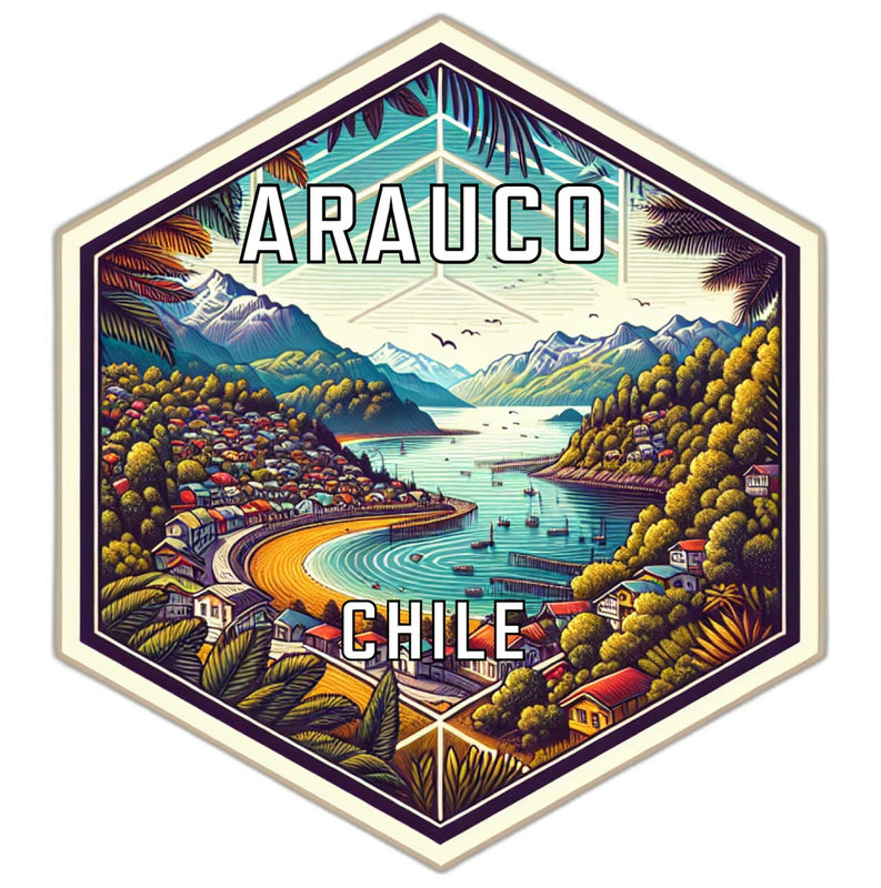 Arauco Chile Souvenir Travel Destination Die Cut Hexagon Fridge Magnet 6-Inch