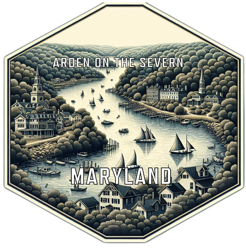 Arden On The Severn Maryland Souvenir Travel Destination Die Cut Hexagon Fridge Magnet 6-Inch