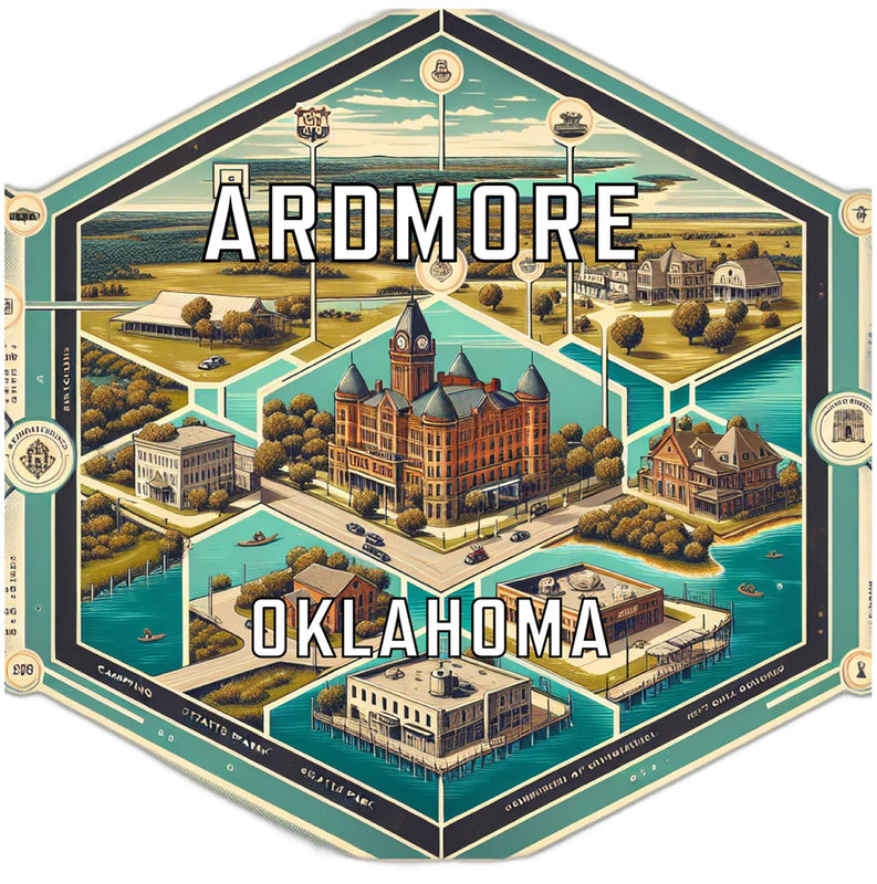 Ardmore Oklahoma Souvenir Travel Destination Die Cut Hexagon Fridge Magnet 4-Inch