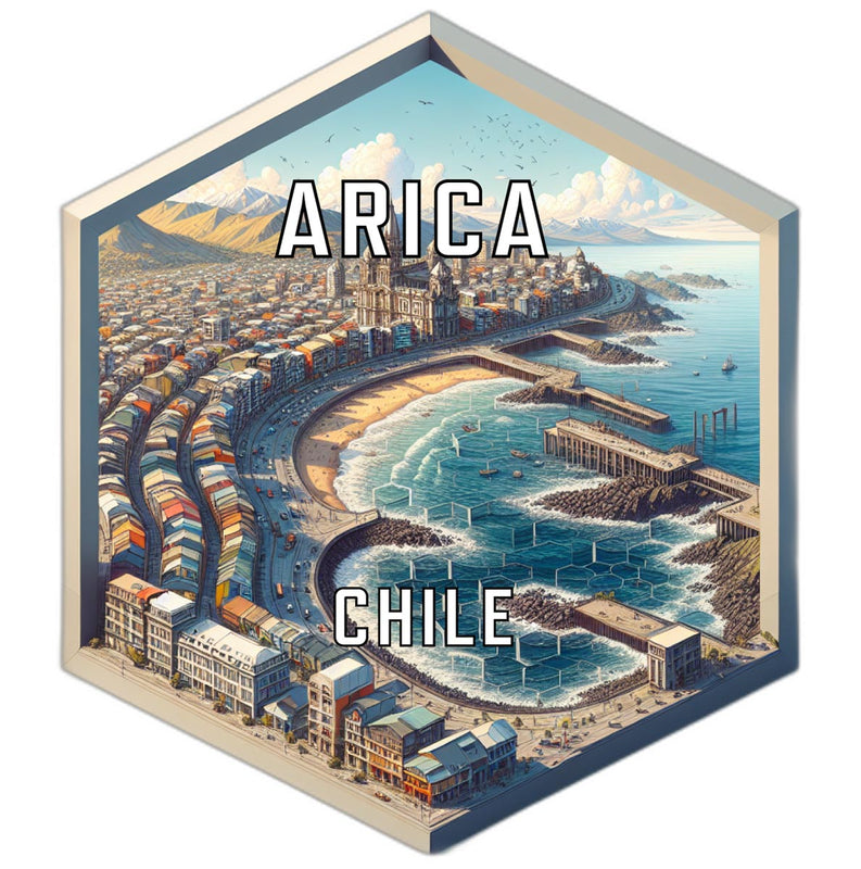 Arica Chile Souvenir Travel Destination Die Cut Hexagon Fridge Magnet 6-Inch