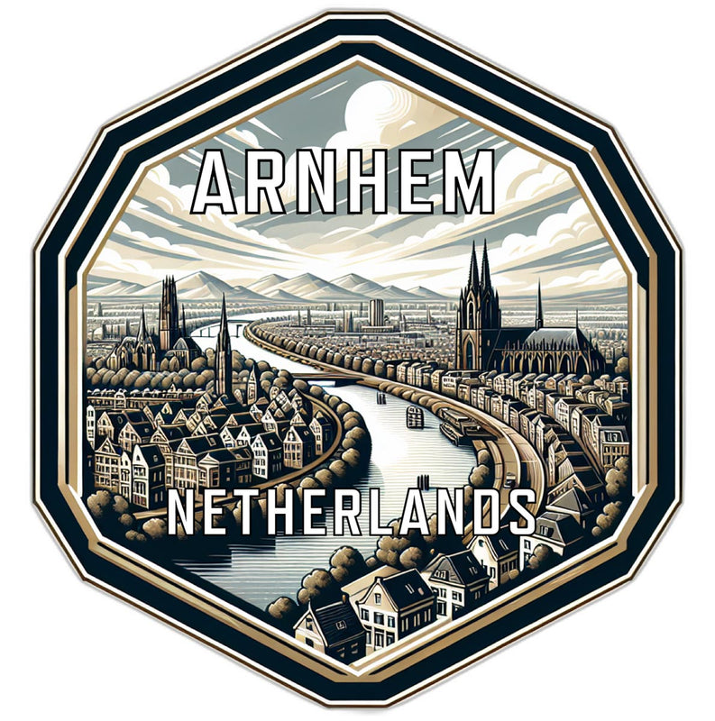 Arnhem Netherlands Souvenir Travel Destination Die Cut Hexagon Fridge Magnet 2-Inch
