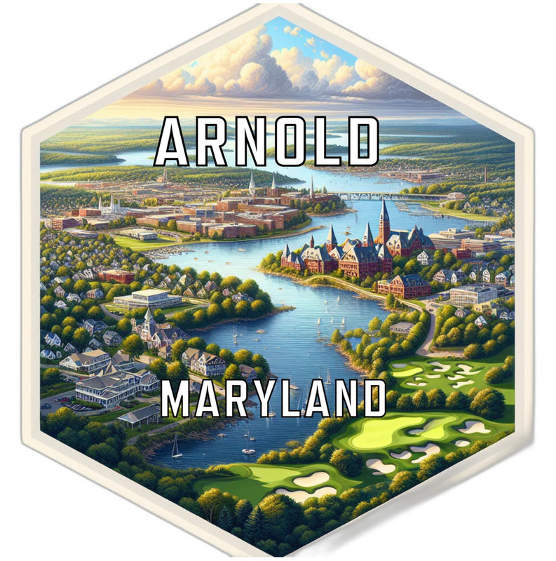 Arnold Maryland Souvenir Travel Destination Die Cut Hexagon Fridge Magnet 6-Inch