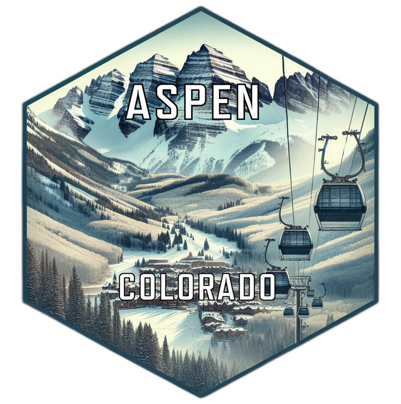 Aspen Colorado Souvenir Travel Destination Die Cut Hexagon Fridge Magnet 6-Inch