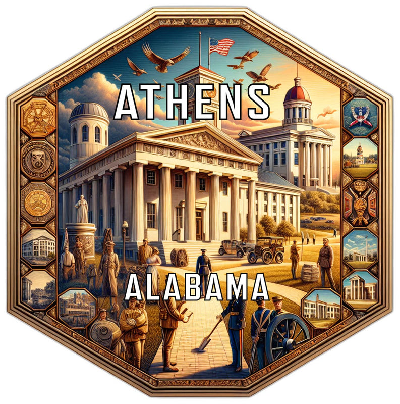 Athens Alabama Souvenir Travel Destination Die Cut Hexagon Fridge Magnet 2-Inch