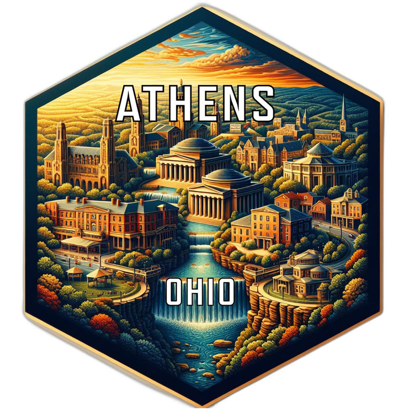 Athens Ohio Souvenir Travel Destination Die Cut Hexagon Fridge Magnet 2-Inch