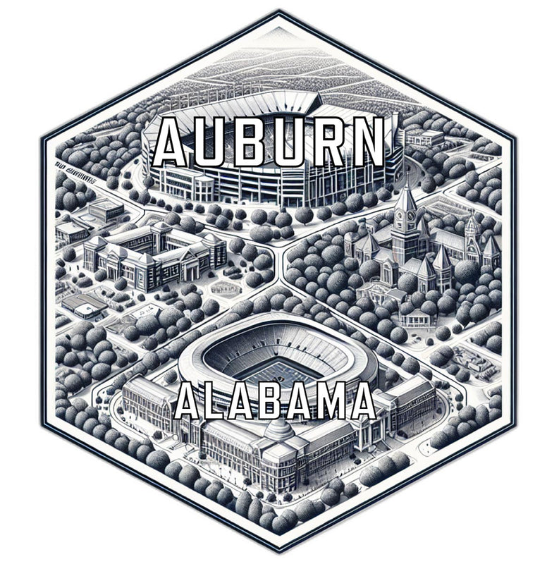Auburn Alabama Souvenir Travel Destination Die Cut Hexagon Fridge Magnet 2-Inch