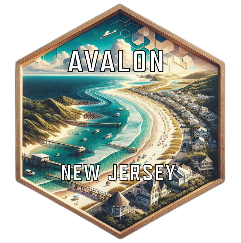 Avalon New Jersey Souvenir Travel Destination Die Cut Hexagon Fridge Magnet 2-Inch