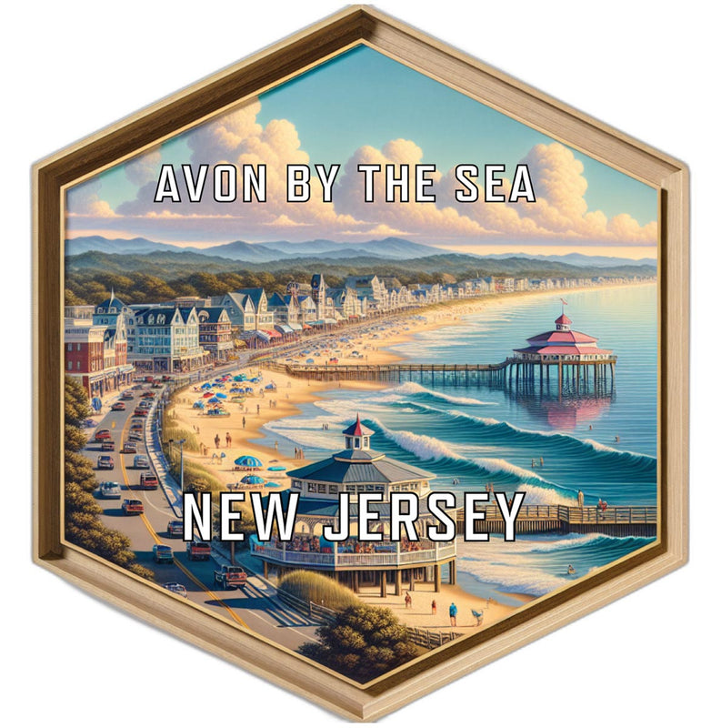 Avon By The Sea New Jersey Souvenir Travel Destination Die Cut Hexagon Fridge Magnet 2-Inch
