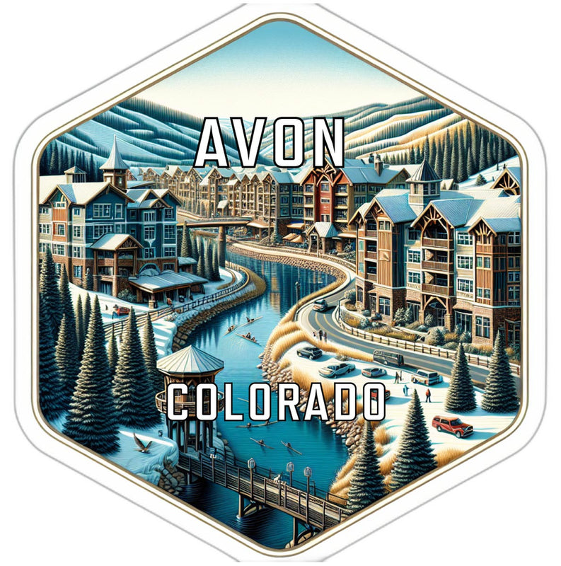 Avon Colorado Souvenir Travel Destination Die Cut Hexagon Fridge Magnet 2-Inch