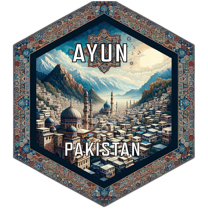 Ayun Pakistan Souvenir Travel Destination Die Cut Hexagon Fridge Magnet 2-Inch