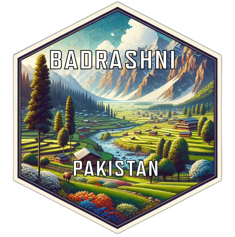 Badrashni Pakistan Souvenir Travel Destination Die Cut Hexagon Fridge Magnet 2-Inch