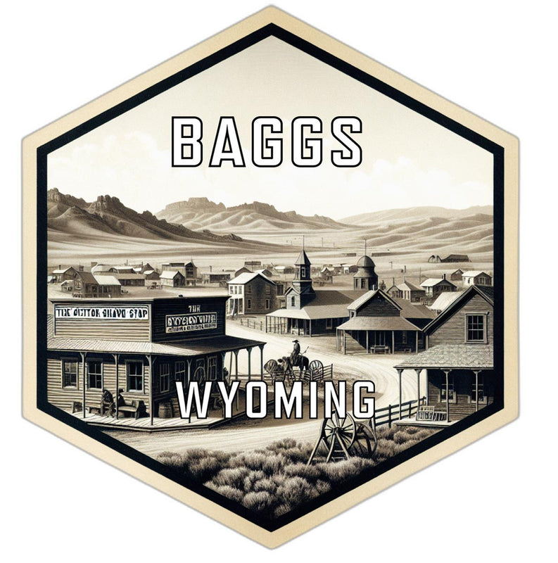 Baggs Wyoming Souvenir Travel Destination Die Cut Hexagon Fridge Magnet 6-Inch