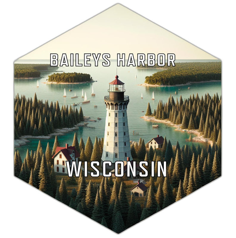 Baileys Harbor Wisconsin Souvenir Travel Destination Die Cut Hexagon Fridge Magnet 2-Inch