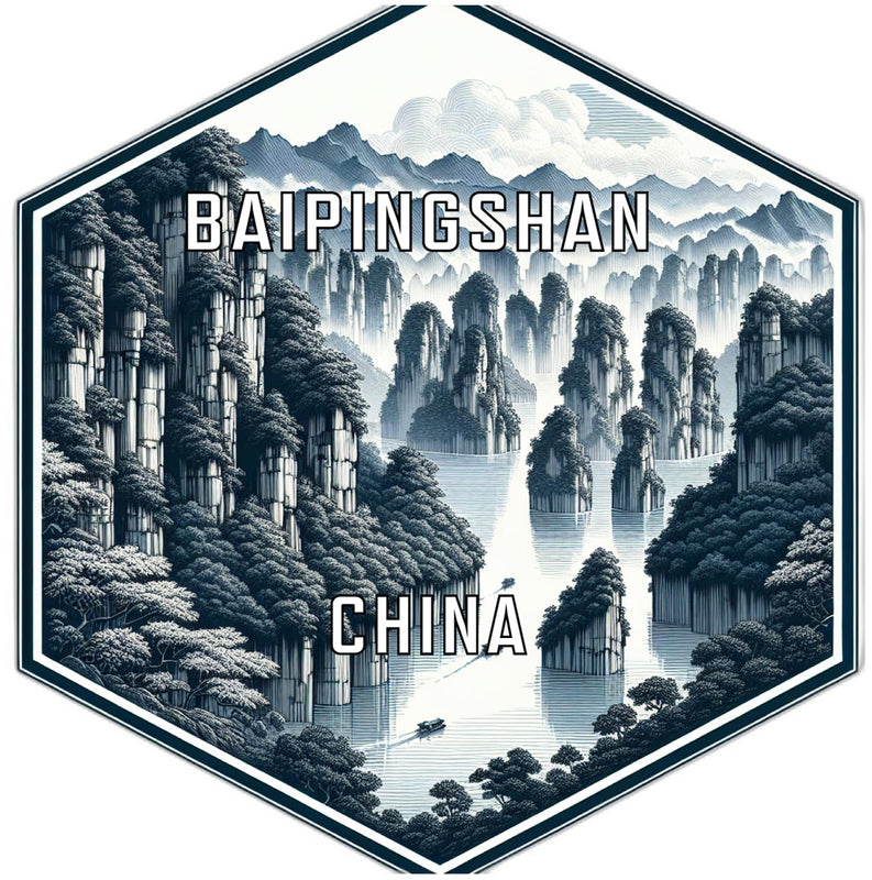 Baipingshan China Souvenir Travel Destination Die Cut Hexagon Fridge Magnet 2-Inch
