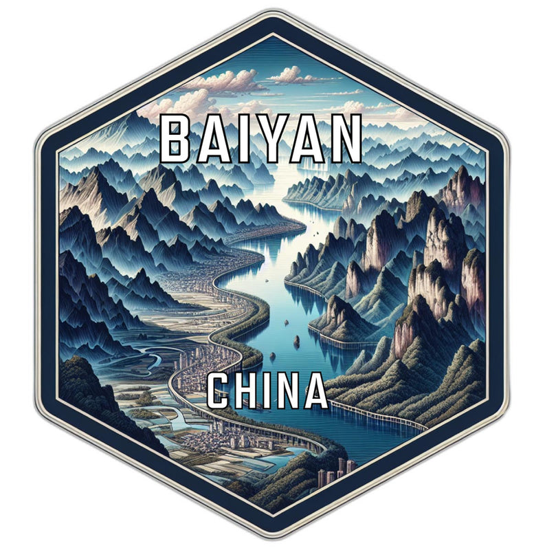 Baiyan China Souvenir Travel Destination Die Cut Hexagon Fridge Magnet 6-Inch