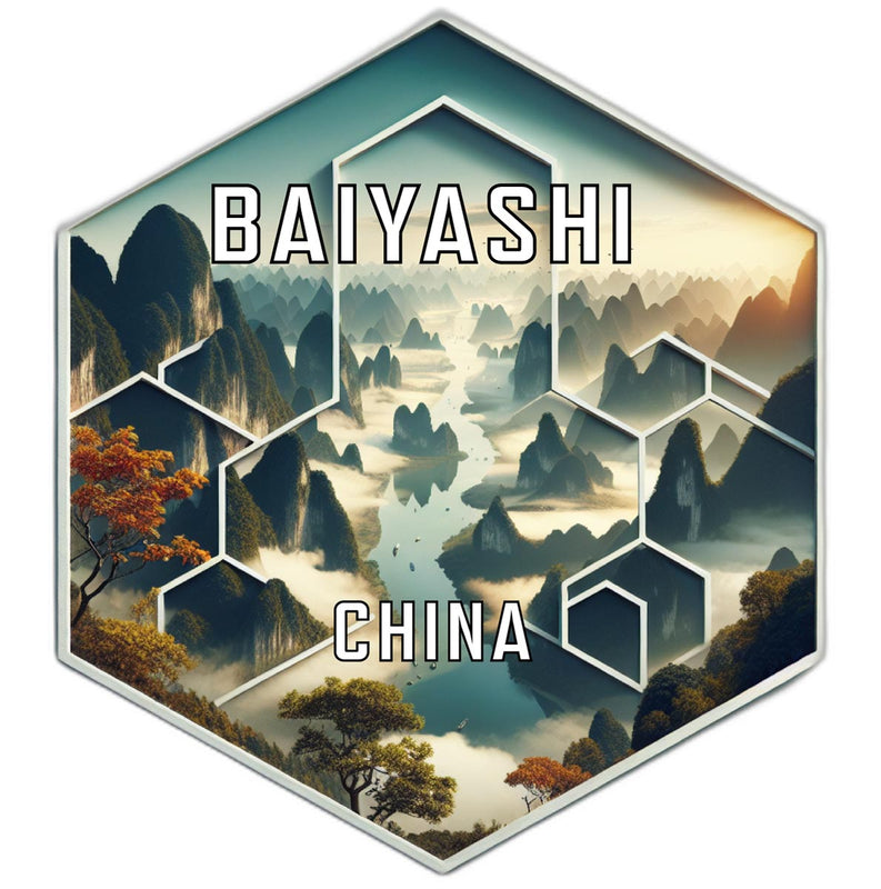 Baiyashi China Travel Destination Souvenir Vinyl Decal Sticker 2-Inch