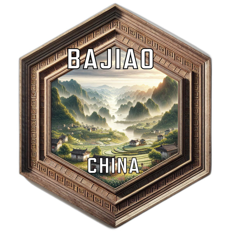 Bajiao China Souvenir Travel Destination Die Cut Hexagon Fridge Magnet 2-Inch