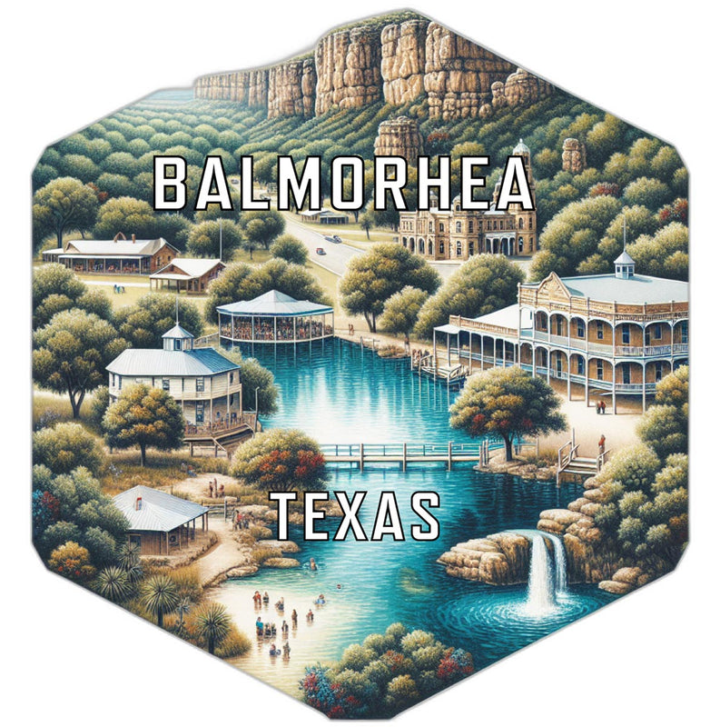 Balmorhea Texas Souvenir Travel Destination Die Cut Hexagon Fridge Magnet 2-Inch