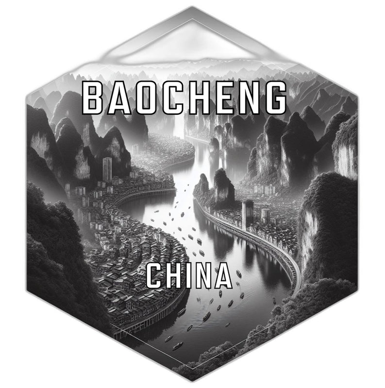 Baocheng China Souvenir Travel Destination Die Cut Hexagon Fridge Magnet 2-Inch