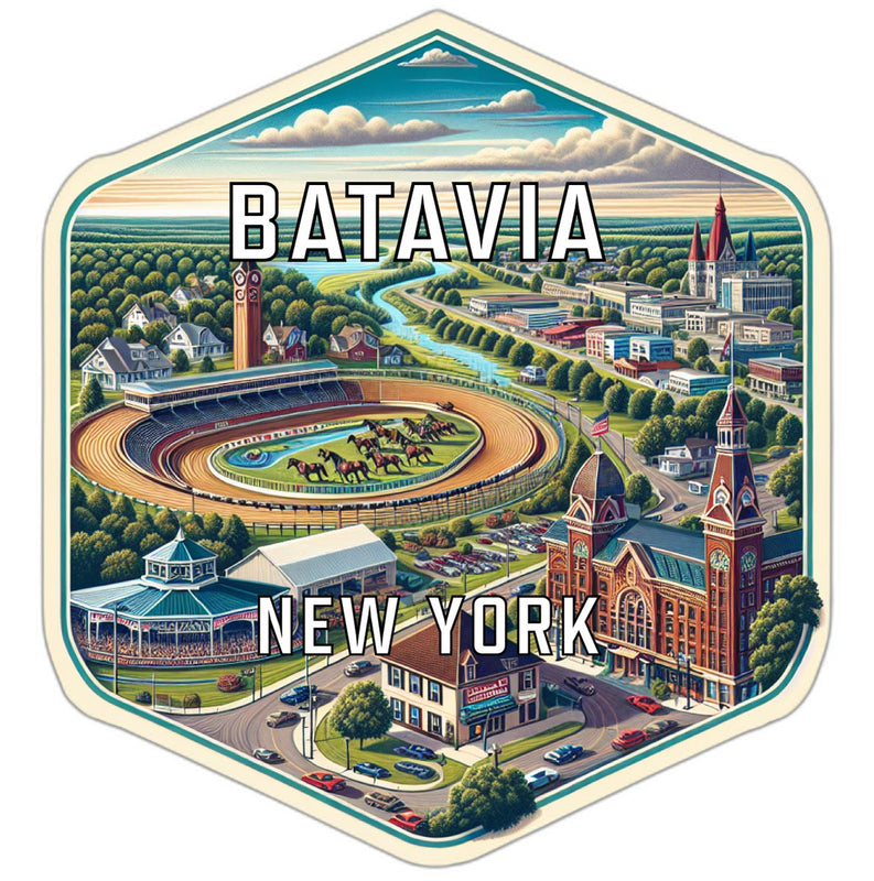 Batavia New York Souvenir Travel Destination Die Cut Hexagon Fridge Magnet 2-Inch