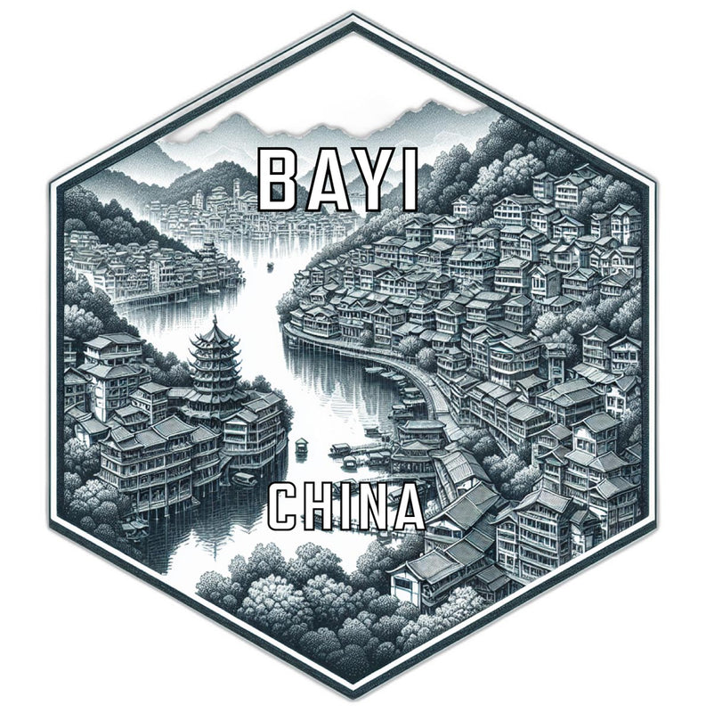 Bayi China Souvenir Travel Destination Die Cut Hexagon Fridge Magnet 2-Inch