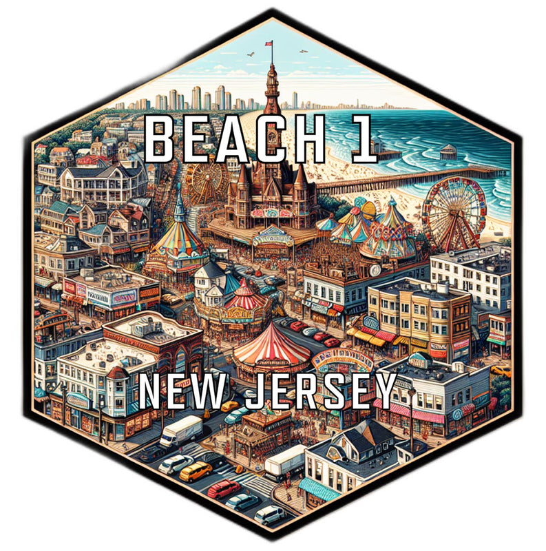 Beach 1 New Jersey Travel Destination Souvenir Vinyl Decal Sticker 2-Inch