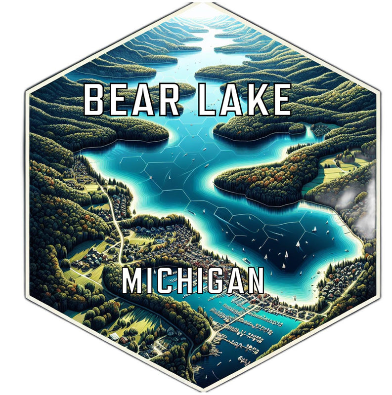 Bear Lake Michigan Souvenir Travel Destination Die Cut Hexagon Fridge Magnet 2-Inch