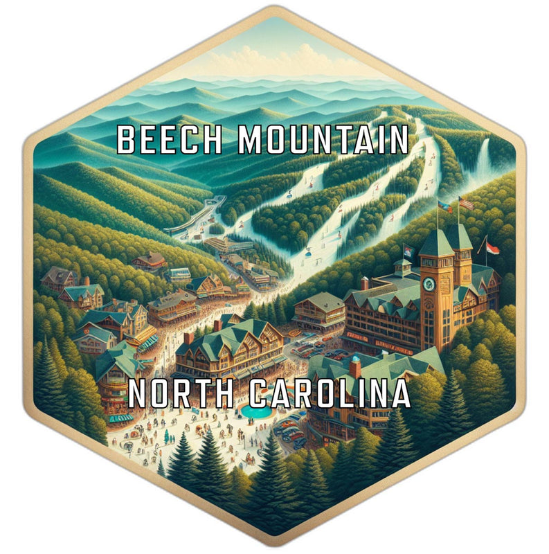 Beech Mountain North Carolina Souvenir Travel Destination Die Cut Hexagon Fridge Magnet 2-Inch