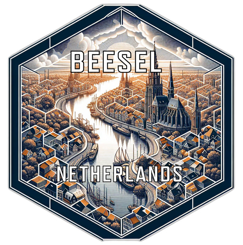 Beesel Netherlands Souvenir Travel Destination Die Cut Hexagon Fridge Magnet 2-Inch