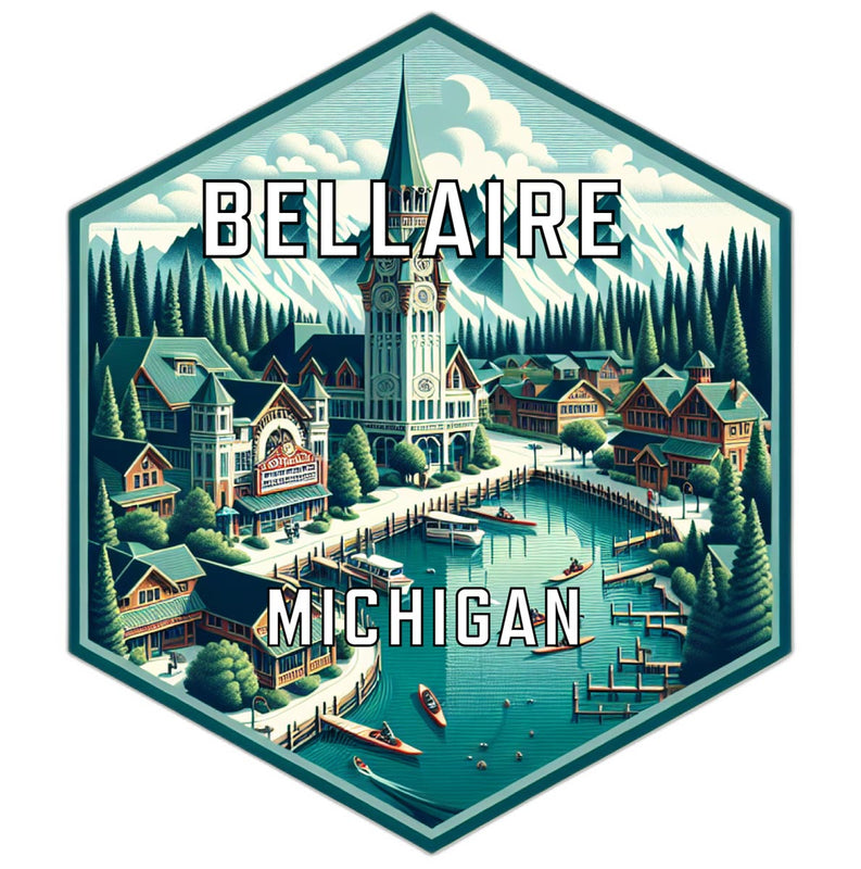 Bellaire Michigan Souvenir Travel Destination Die Cut Hexagon Fridge Magnet 6-Inch
