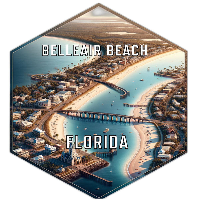 Belleair Beach Florida Souvenir Travel Destination Die Cut Hexagon Fridge Magnet 2-Inch