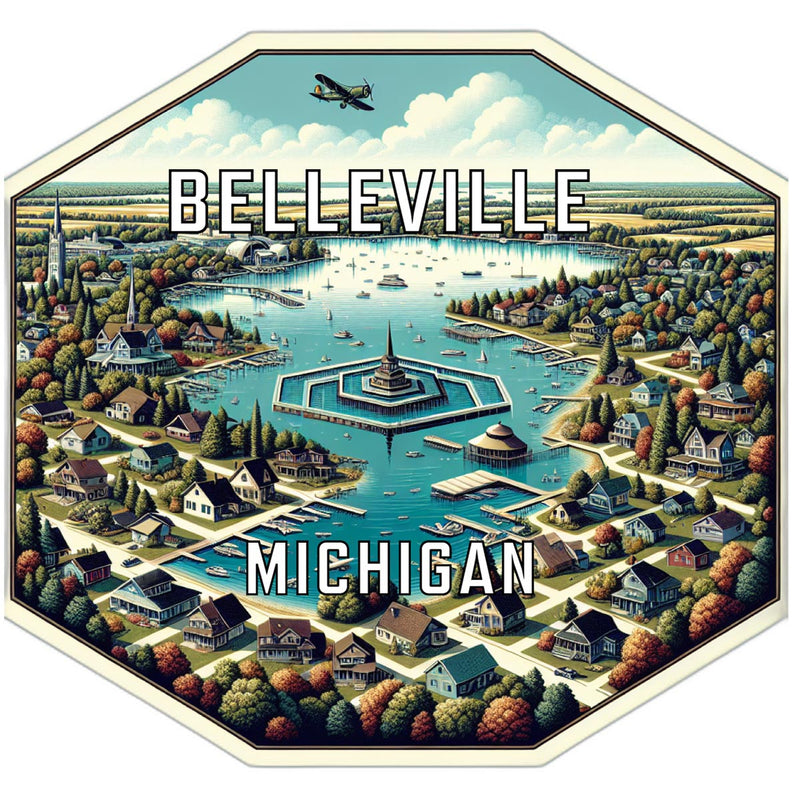 Belleville Michigan Souvenir Travel Destination Die Cut Hexagon Fridge Magnet 2-Inch