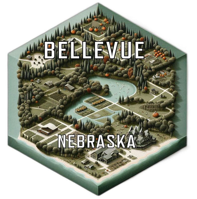 Bellevue Nebraska Souvenir Travel Destination Die Cut Hexagon Fridge Magnet 2-Inch